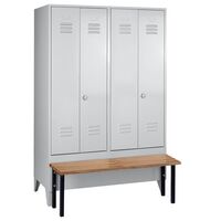 Clothes locker with bench mounted in front
