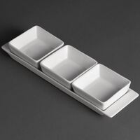 Olympia Whiteware Snack Dishes - 3 Section Dishwasher Safe Pack of 2