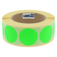 Markierungspunkte Ø 40 mm, leuchtgrün, 1.000 runde Etiketten auf 1 Rolle/n, 3 Zoll (76,2 mm) Kern, Papierpunkte permanent, Verschlussetiketten