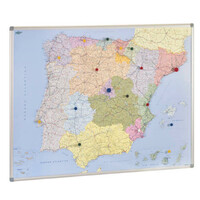 MAPA DE ESPAÑA Y PORTUGAL MAGNETICO 103X129 CM. MARCO ALUMINIO FAIBO 153T