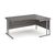 Traditional ergonomic desks - delivered and installed - silver frame, grey oak top, right hand, 1600mm