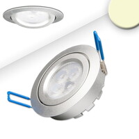 LED Einbaustrahler prismatisch, IP40, Ø 8.2cm, 8W 2700K 700lm 72°, schwenkbar, dimmbar, Silber