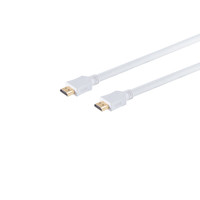 HDMI Anschlußkabel-HDMI A-Stecker auf HDMI A-Stecker, vergoldete Kontakte, ULTRA HD, 3D, HEAC, weiß mit weißen Low Density Nylon Mantel, 1,5m