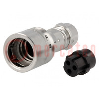 Connector: circular; plug; female; PIN: 3; w/o contacts; for cable