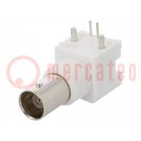 Socket; BNC; female; angled 90°; 50Ω; THT; for panel mounting