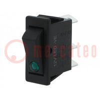 ROCKER; SPST; Pos: 2; ON-OFF; 12A/250VAC; black; LED; 5500; 12V