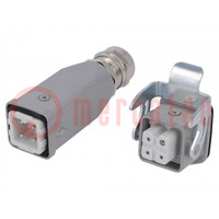 Connector: HDC; male + female; C146; PIN: 4; 3+PE; size A3; straight