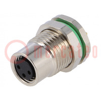 Connector: M8; female; PIN: 3; for panel mounting,front side nut
