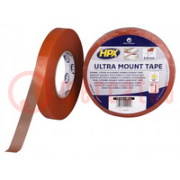 Tape: fixing; W: 19mm; L: 50m; Thk: 0.2mm; double-sided; transparent