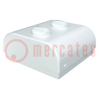 Custodia: da parete; X: 80mm; Y: 80mm; Z: 33,3mm; ABS; bianco; Ø: 20mm