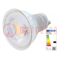 Lámpara LED; blanco caliente; GU10; 230VAC; 670lm; P: 6,7W; 60°