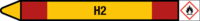 Rohrmarkierer mit Gefahrenpiktogramm - H2, Rot/Gelb, 5.2 x 50 cm, Selbstklebend
