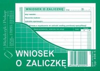 Druk akcydensowy Wniosek o zaliczkę MiP 408-5, A6, offsetowy, 40k