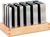 Set parallelle onderlegblokken Super precisie in houten standaard 125mm