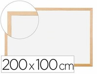 Pizarra blanca laminada (200x100 cm) con marco de madera de Q-Connect