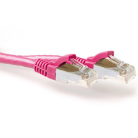 ACT Roze 1,00 meter SFTP CAT6A patchkabel snagless met RJ45 connectoren