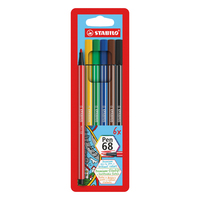 STABILO Pen 68 filctoll Kék, Zöld, Narancssárga, Rózsaszín, Vörös, Sárga 6 db