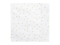 PartyDeco SP33-23-008 Papierserviette Gold, Weiß