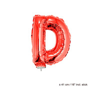 ballon lettre "d" en aluminium avec bâton 41cm rouge