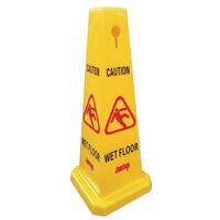Jantex Cone Wet Floor Safety Sign in Yellow Made of Plastic Free Standing