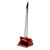 Red Long Handled Lobby Dust Pan and Brush Set