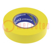Tape: electro-isolatie; W: 19mm; L: 18m; Thk: 0,18mm; geel; PVC-folie
