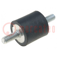 Vibration damper; M10; Ø: 60mm; rubber; L: 30mm; Thread len: 28mm
