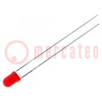 LED; 3mm; red; 8÷50mcd; 60°; Front: convex; 2÷2.5V; No.of term: 2