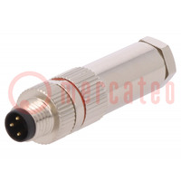 Connector: M8; male; PIN: 3; for cable; plug; 3A; IP67; 60V