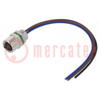 Connector: M8; female; PIN: 3; straight; for panel mounting; socket