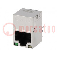 Socket; RJ45; PIN: 8; shielded,with LED; Layout: 8p8c; on PCBs; THT