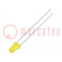 LED; 3mm; giallo; 10÷20mcd; 50°; Frontale: convesso; 2,1÷2,5V
