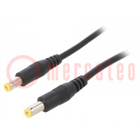 Cable; 2x0.5mm2; both sides,DC 5,5/2,1 plug; straight; black; 1m