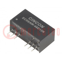 Omvormer: DC/DC; 10W; Uin: 18÷75V; Uuit: 12VDC; Uuit2: -12VDC; SIP8