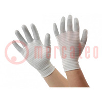 Rękawice ochronne; ESD; M; poliamid,poliuretan,włókno węglowe