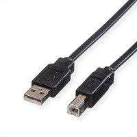 ROLINE USB 2.0 Flat Cable, type A-B, black, 1.8 m