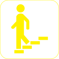 Piktogramm - Treppe mit Person, Gelb, 30 x 30 cm, PVC-Folie, Selbstklebend