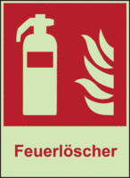 Brandschutz-Kombischild - Feuerlöscher, Rot, 30 x 20 cm, Aluminium, Kaschiert