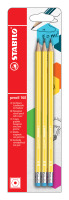 Sechskant-Schulbleistift mit Radierer STABILO® pencil 160, HB, 3er Blister