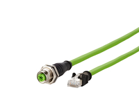 M12 Industrial Ethernet Leitung, D-kodiert, 5,0 m, M12 Buchse gerade - RJ45 Stecker gerade, Schleppkette, Torsion, PUR