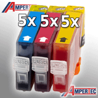 15 Ampertec Tinten ersetzt Canon BCI-6C M Y 3-farbig