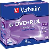 DVD+R Verbatim 8,5GB 5pcs Pack double 8x JewelCase silver retail