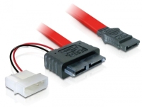 DeLOCK Cable SATA Slimline female + 2pin power > SATA SATA-Kabel 0,3 m Rot