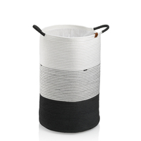 Kela 24453 Wäschekorb Rund Baumwolle, Polyester Schwarz, Weiß