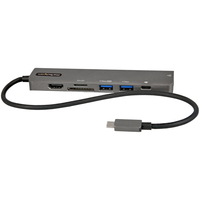 StarTech.com Adaptateur Multiport USB-C - USB Type C vers HDMI 2.0 4K 60Hz, Alimentation 100W Passthrough, SD/MicroSD, Hub 2 Ports USB 3.0 - GbE - Mini Dock USB-C - Câble Intégr...