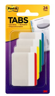 Post-It Tabs, 2 inch Lined, Assorted Primary Colors, 6/Color, 4 Colors, 24/Pk pestaña autoadhesiva Beige, Verde, Rojo, Amarillo