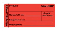 LABELLORD Rückstellprobe Etiketten Größe 70 x 35 mm 4 Rollen á 250 Etiketten