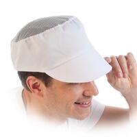 Hygienischer Kopfschutz, Schildmütze mit Netzteil, Polycotton, Größe Uni, Farbe Weiß, 50 Stück
