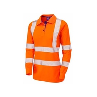 Pollyfield Ladies Hi-vis Orange Long Sleeve Polo Shirt 5XL-6XL - Size MEDIUM-12