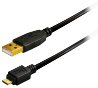 Verbindungskabel USB Typ A Stecker - Micro USB A Stecker, vergoldete Stecker, 1,8 m, schwarz